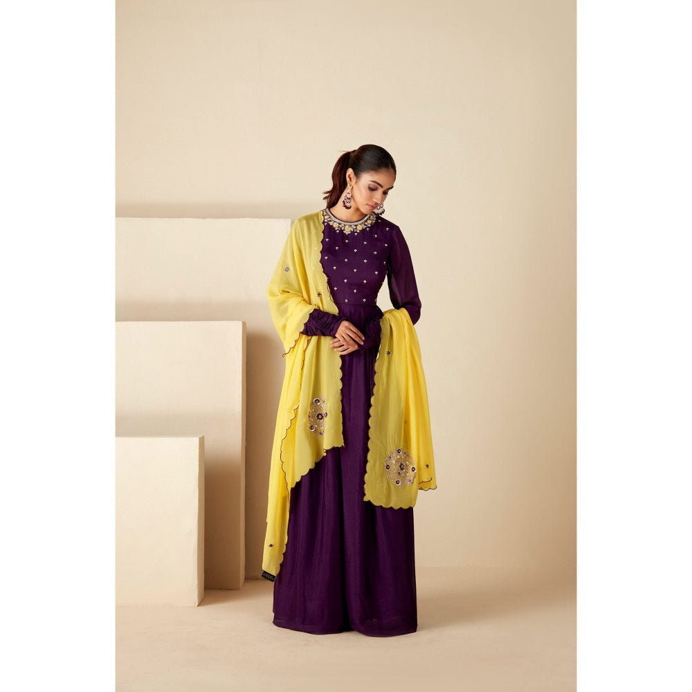 Suruchi Parakh Womens Purple Embellished Anarkali Kurta and Dupatta (Set of 2)