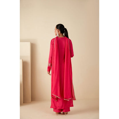 Suruchi Parakh Womens Pink Embroidered Kurta with Pant and Dupatta (Set of 3)