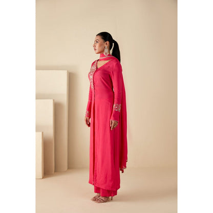 Suruchi Parakh Womens Pink Embroidered Kurta with Pant and Dupatta (Set of 3)