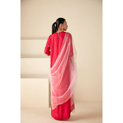 Suruchi Parakh Womens Pink Embroidered Kurta with Pant and Dupatta (Set of 3)