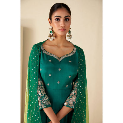 Suruchi Parakh Womens Green Embellished Anarkali Kurta and Dupatta (Set of 2)