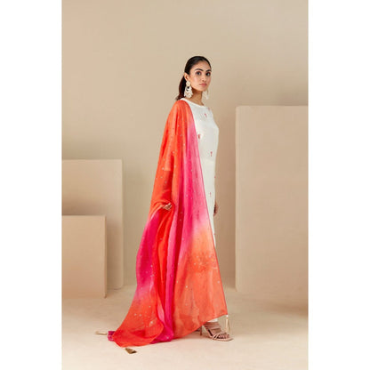 Suruchi Parakh Womens Off White Embroidered Kurta with Pant and Dupatta (Set of 3)