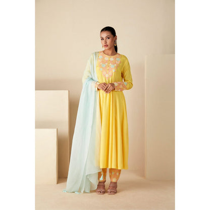 Suruchi Parakh Womens Embroidered Anarkali Kurta with Pant and Dupatta (Set of 3)