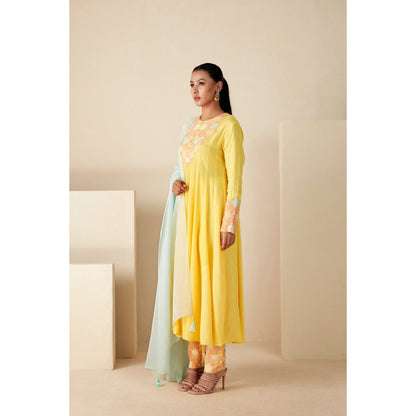 Suruchi Parakh Womens Embroidered Anarkali Kurta with Pant and Dupatta (Set of 3)