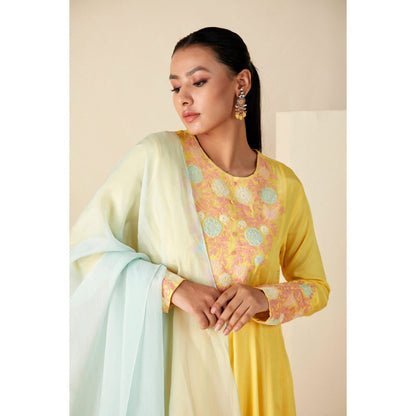 Suruchi Parakh Womens Embroidered Anarkali Kurta with Pant and Dupatta (Set of 3)