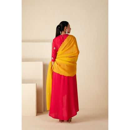 Suruchi Parakh Womens Pink Embroidered Kurta with Pant and Dupatta (Set of 3)