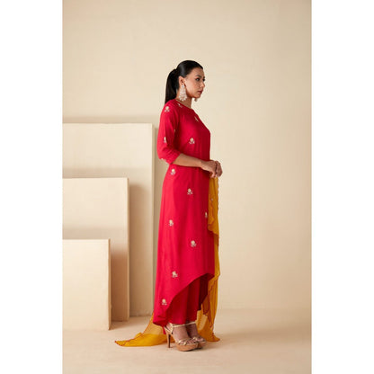 Suruchi Parakh Womens Pink Embroidered Kurta with Pant and Dupatta (Set of 3)