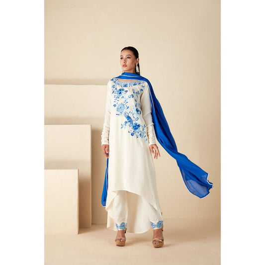 Suruchi Parakh Womens Off White Embroidered Kurta with Pant and Dupatta (Set of 3)