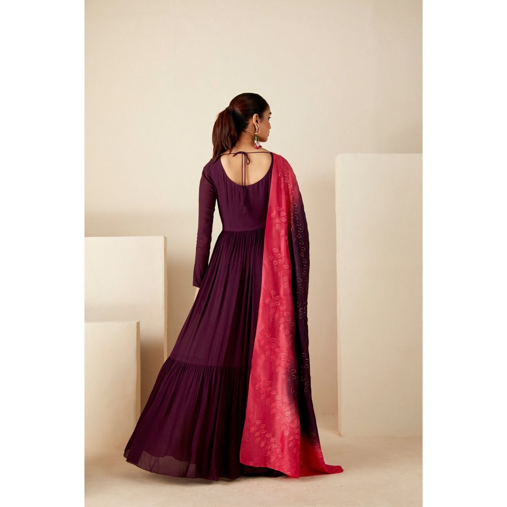 Suruchi Parakh Womens Solid Anarkali Kurta and Dupatta (Set of 2)