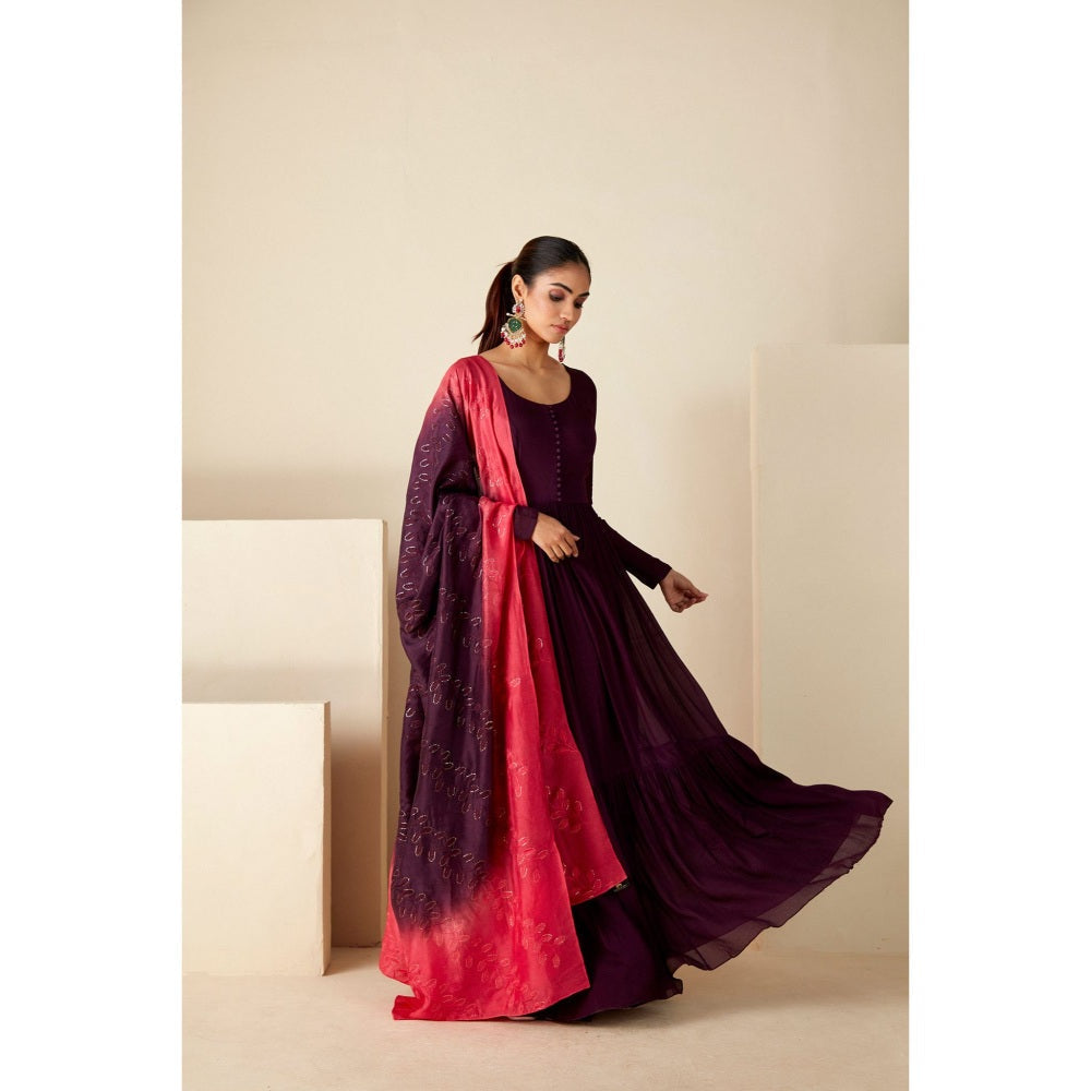 Suruchi Parakh Womens Solid Anarkali Kurta and Dupatta (Set of 2)