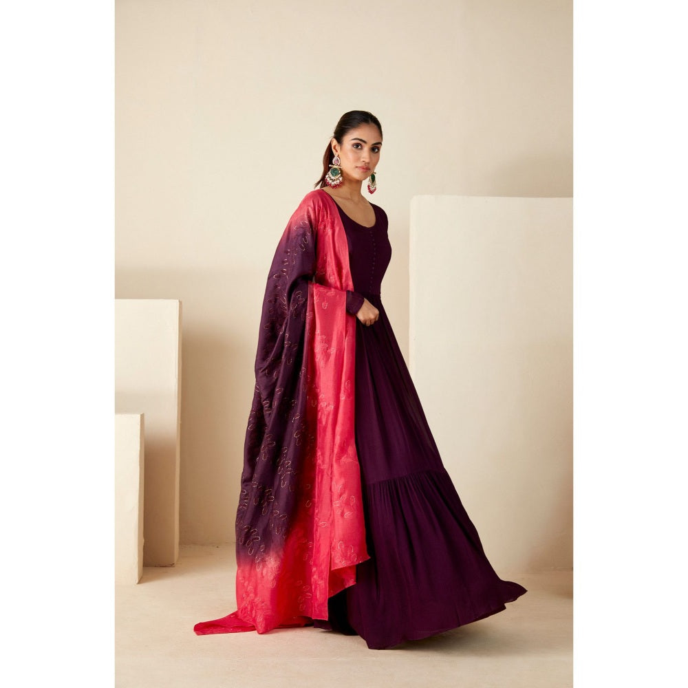 Suruchi Parakh Womens Solid Anarkali Kurta and Dupatta (Set of 2)