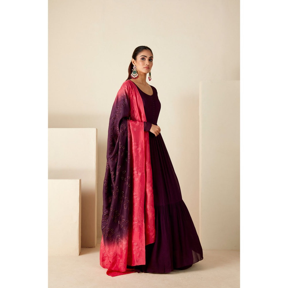 Suruchi Parakh Womens Solid Anarkali Kurta and Dupatta (Set of 2)