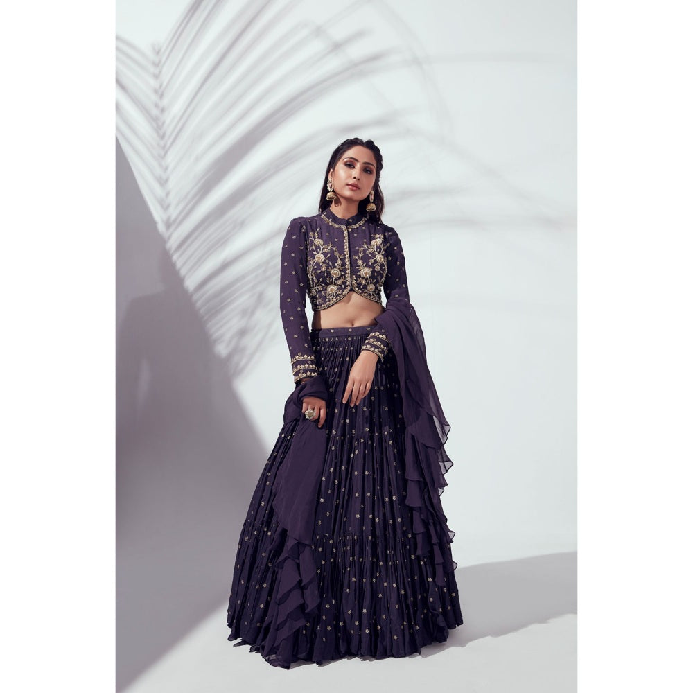 Suruchi Parakh Womens Embellished Blouse with Lehenga and Dupatta (Set of 3)