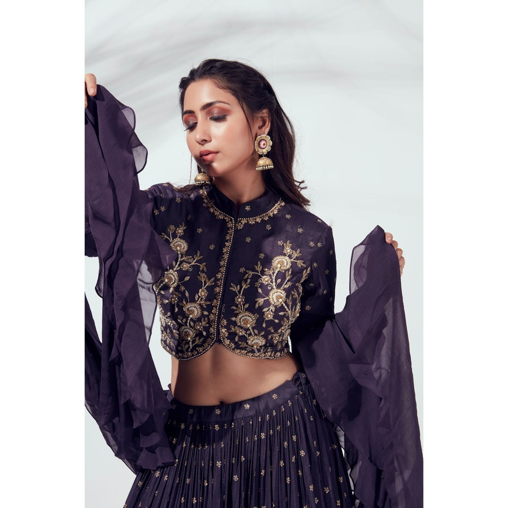 Suruchi Parakh Womens Embellished Blouse with Lehenga and Dupatta (Set of 3)