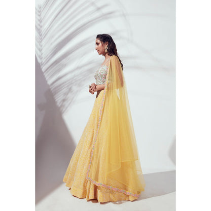 Suruchi Parakh Womens Embellished Blouse with Lehenga and Dupatta (Set of 3)