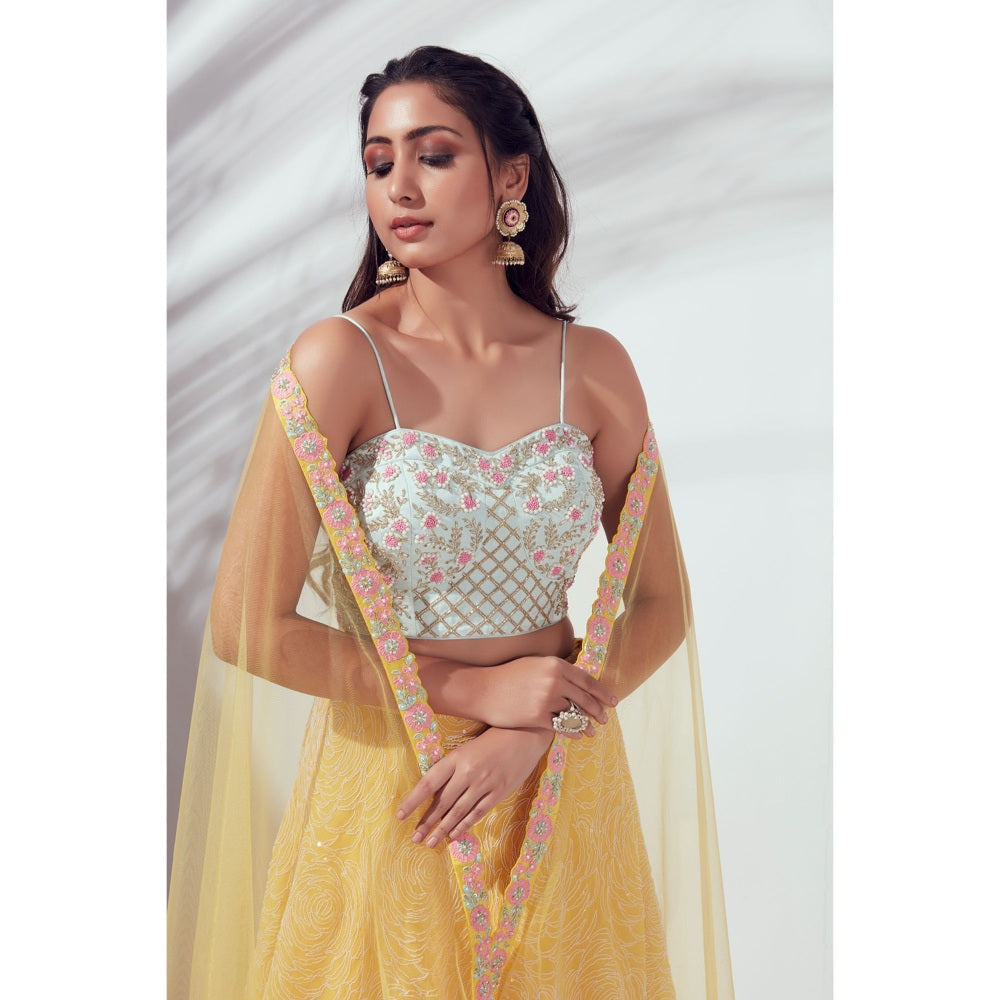 Suruchi Parakh Womens Embellished Blouse with Lehenga and Dupatta (Set of 3)