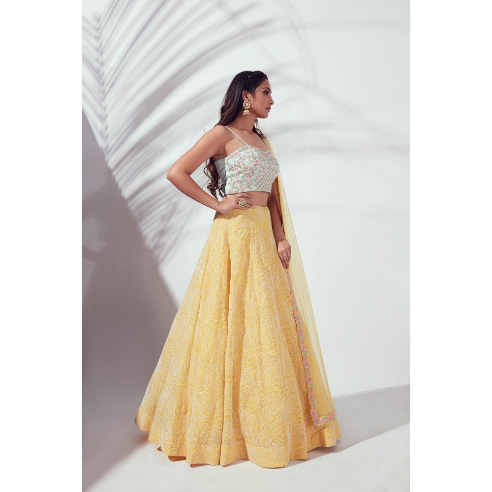Suruchi Parakh Womens Embellished Blouse with Lehenga and Dupatta (Set of 3)