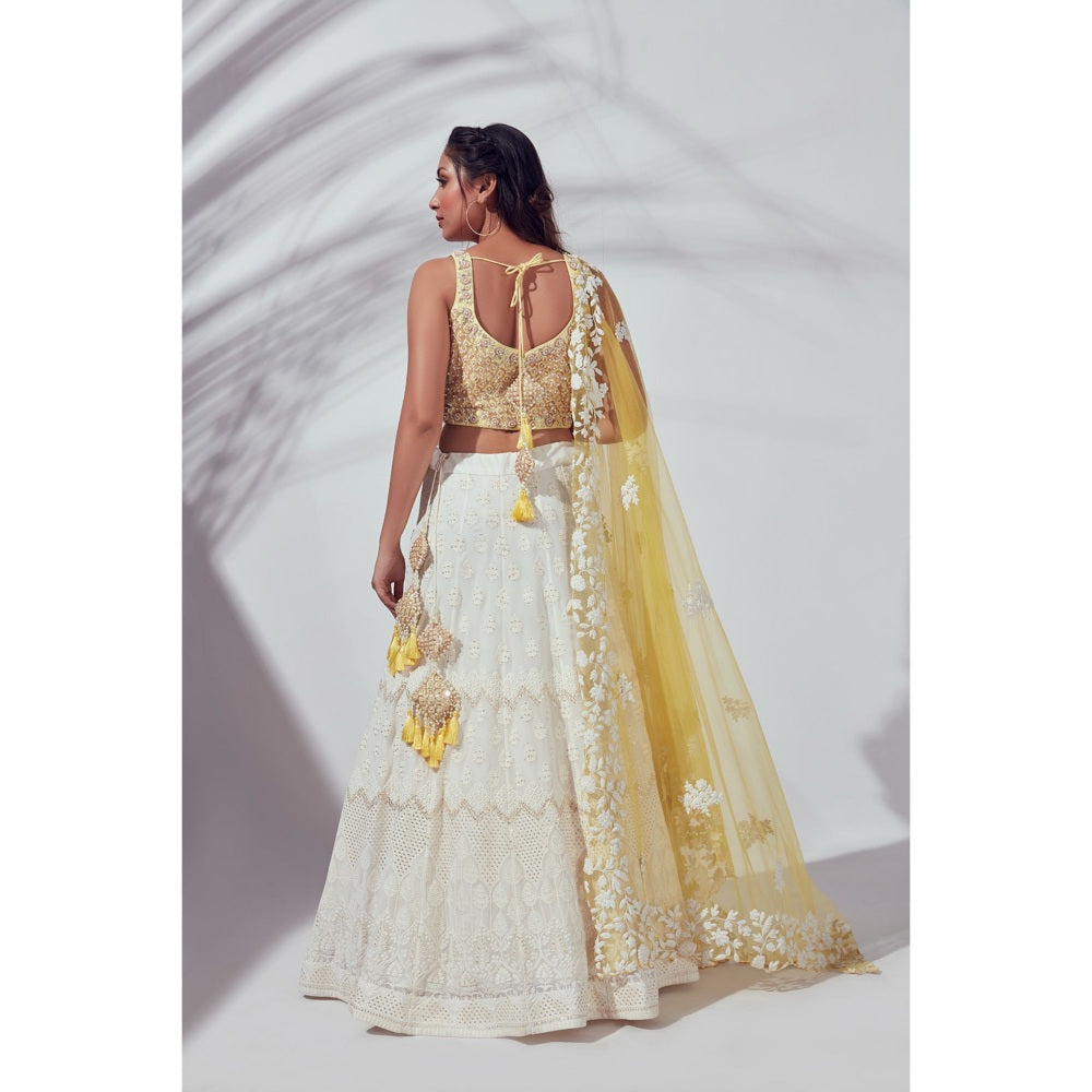 Suruchi Parakh Womens Embellished Blouse with Lehenga and Dupatta (Set of 3)