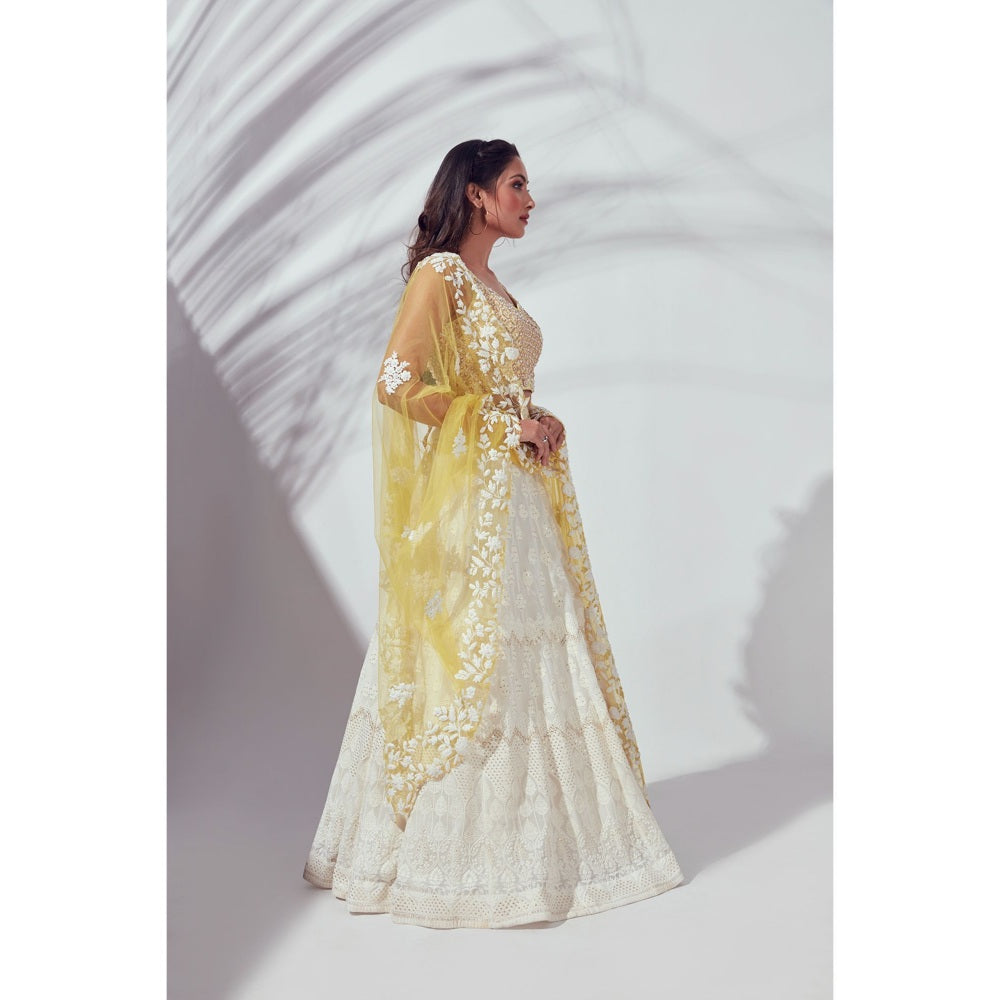 Suruchi Parakh Womens Embellished Blouse with Lehenga and Dupatta (Set of 3)