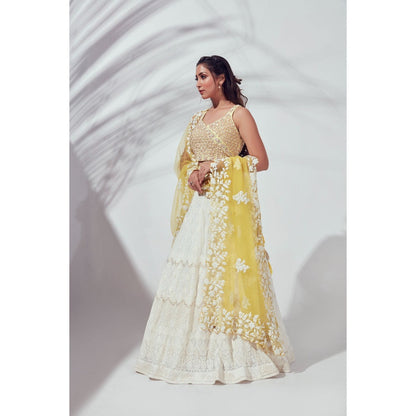 Suruchi Parakh Womens Embellished Blouse with Lehenga and Dupatta (Set of 3)