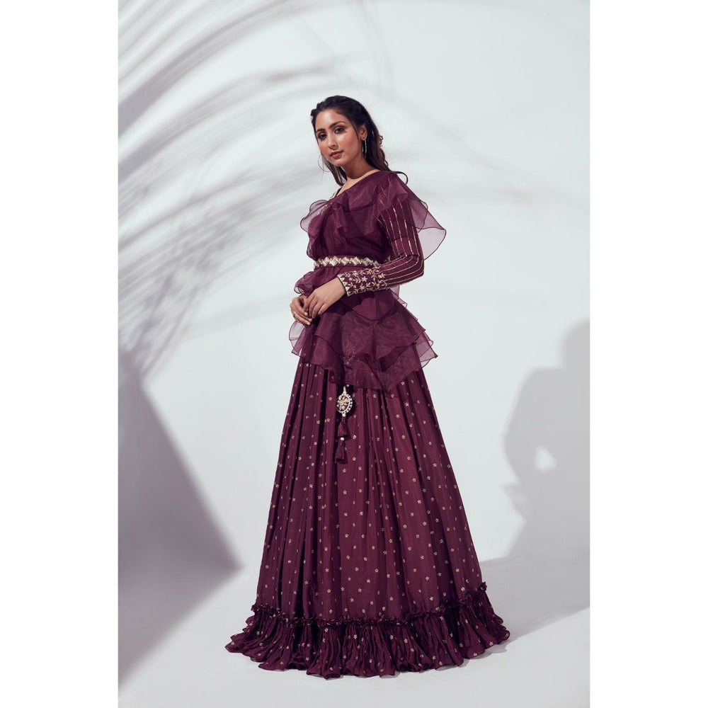 Suruchi Parakh Womens Embellished Blouse with Lehenga and Dupatta Belt (Set of 4)