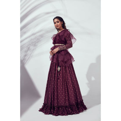 Suruchi Parakh Womens Embellished Blouse with Lehenga and Dupatta Belt (Set of 4)