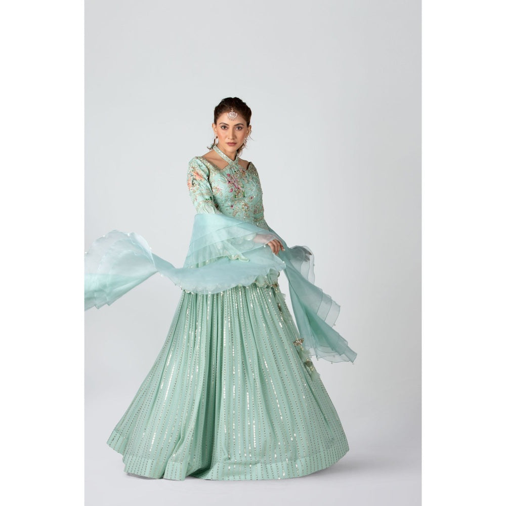 Suruchi Parakh Womens Embellished Kurti with Skirt and Dupatta (Set of 3)