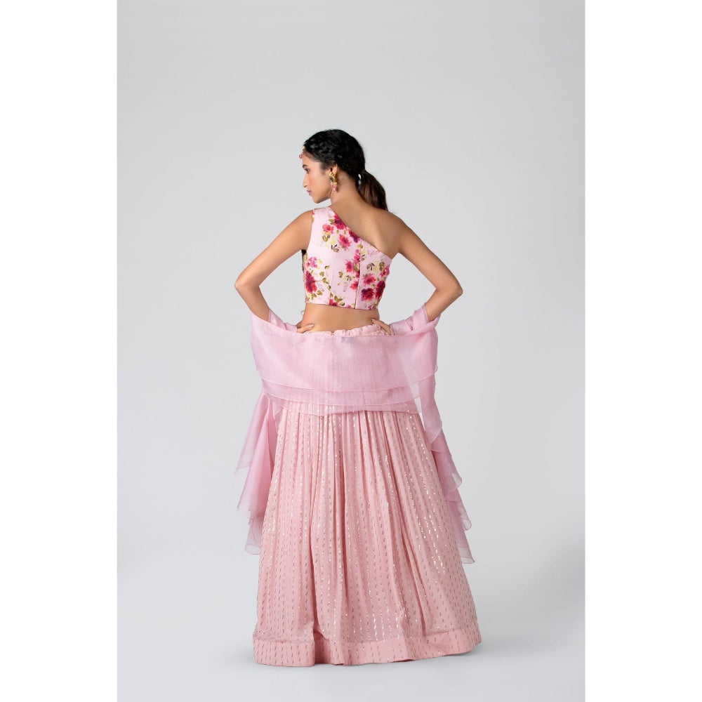 Suruchi Parakh Womens Pink Embellished Blouse with Lehenga and Dupatta (Set of 3)