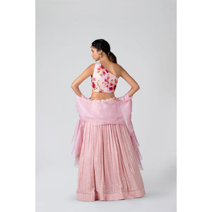 Suruchi Parakh Womens Pink Embellished Blouse with Lehenga and Dupatta (Set of 3)
