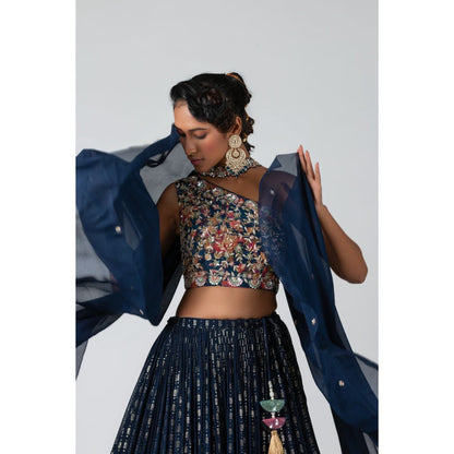 Suruchi Parakh Womens Embellished Blouse with Lehenga and Dupatta (Set of 3)