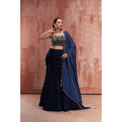 Suruchi Parakh Womens Embellished Blouse with Lehenga and Dupatta (Set of 3)