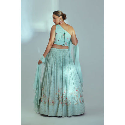 Suruchi Parakh Womens Embellished Sleevless Blouse with Lehenga and Dupatta (Set of 3)