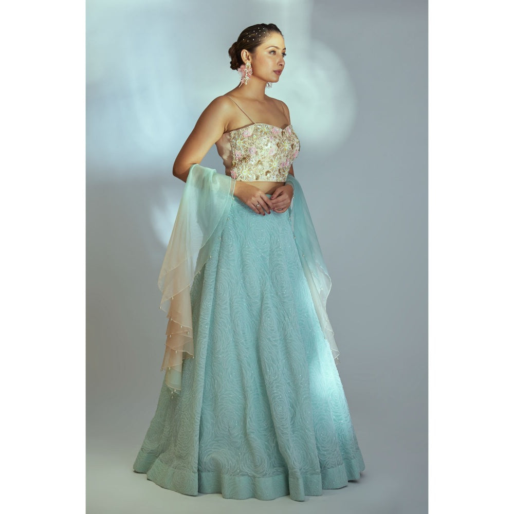 Suruchi Parakh Womens Embellished Blouse with Lehenga and Dupatta (Set of 3)