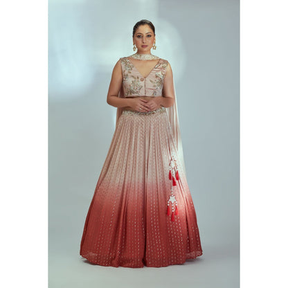 Suruchi Parakh Womens Embellished Blouse with Lehenga and Dupatta (Set of 3)