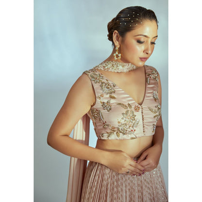 Suruchi Parakh Womens Embellished Blouse with Lehenga and Dupatta (Set of 3)