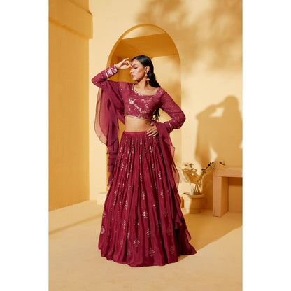 Suruchi Parakh Womens Embellished Blouse with Lehenga and Dupatta (Set of 3)