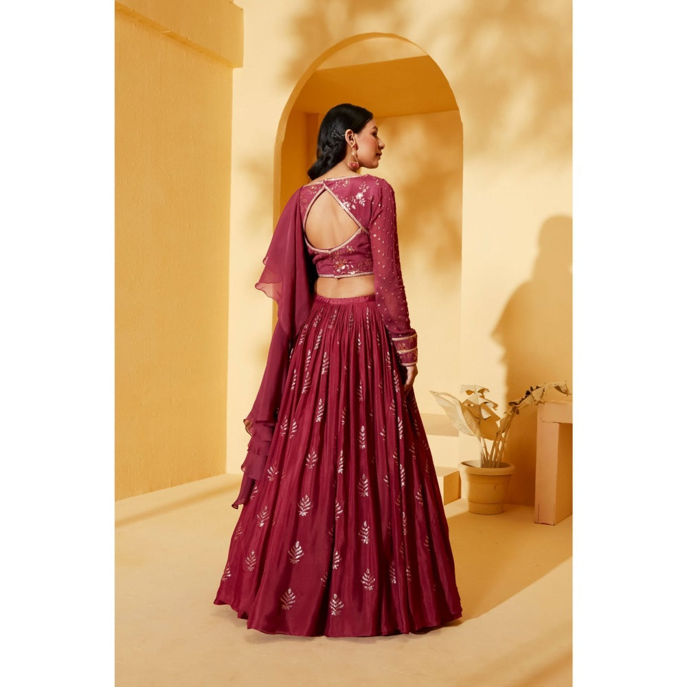 Suruchi Parakh Womens Embellished Blouse with Lehenga and Dupatta (Set of 3)