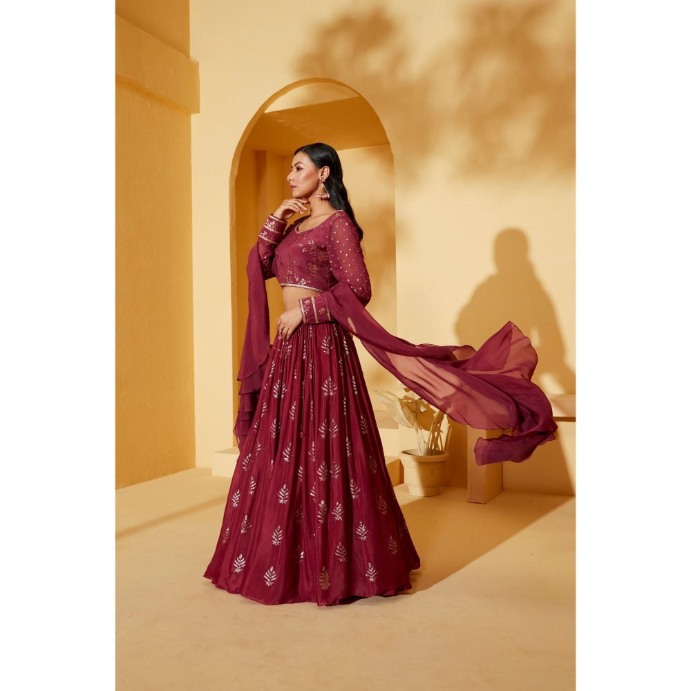 Suruchi Parakh Womens Embellished Blouse with Lehenga and Dupatta (Set of 3)