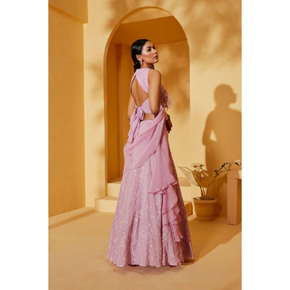 Suruchi Parakh Womens Lavender Embellished Blouse with Lehenga and Dupatta (Set of 3)