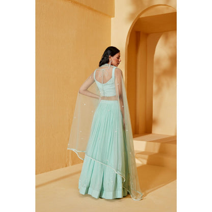 Suruchi Parakh Womens Embellished Blouse with Lehenga and Dupatta (Set of 3)