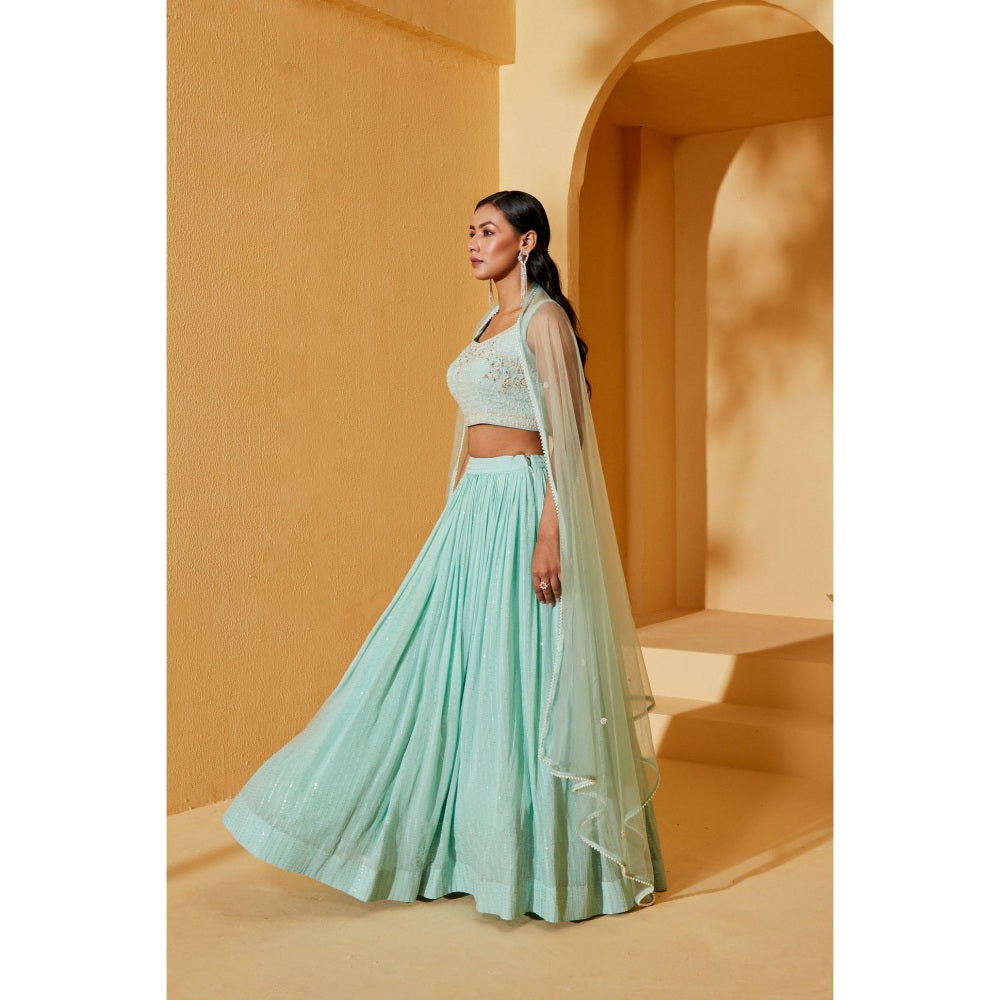 Suruchi Parakh Womens Embellished Blouse with Lehenga and Dupatta (Set of 3)