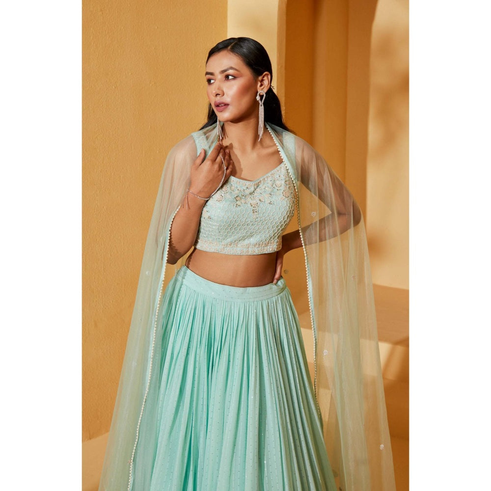 Suruchi Parakh Womens Embellished Blouse with Lehenga and Dupatta (Set of 3)