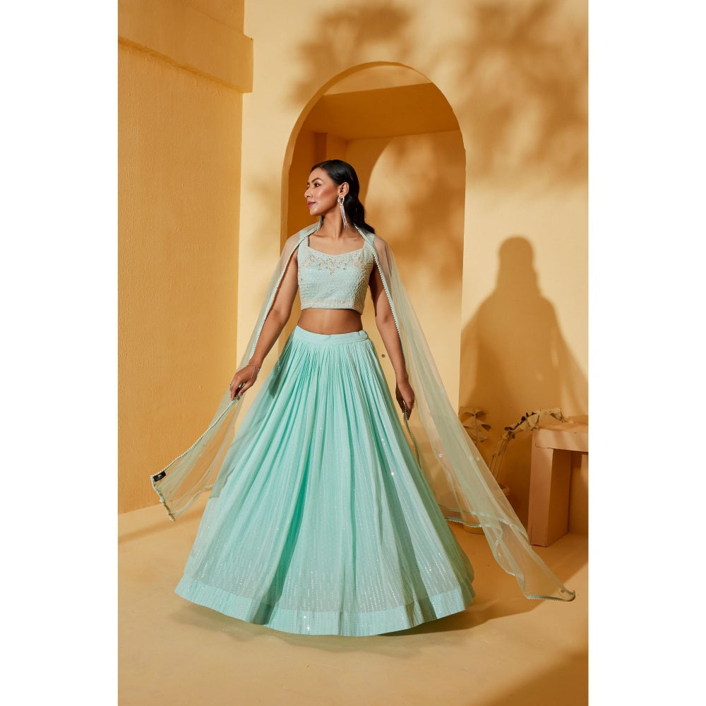 Suruchi Parakh Womens Embellished Blouse with Lehenga and Dupatta (Set of 3)