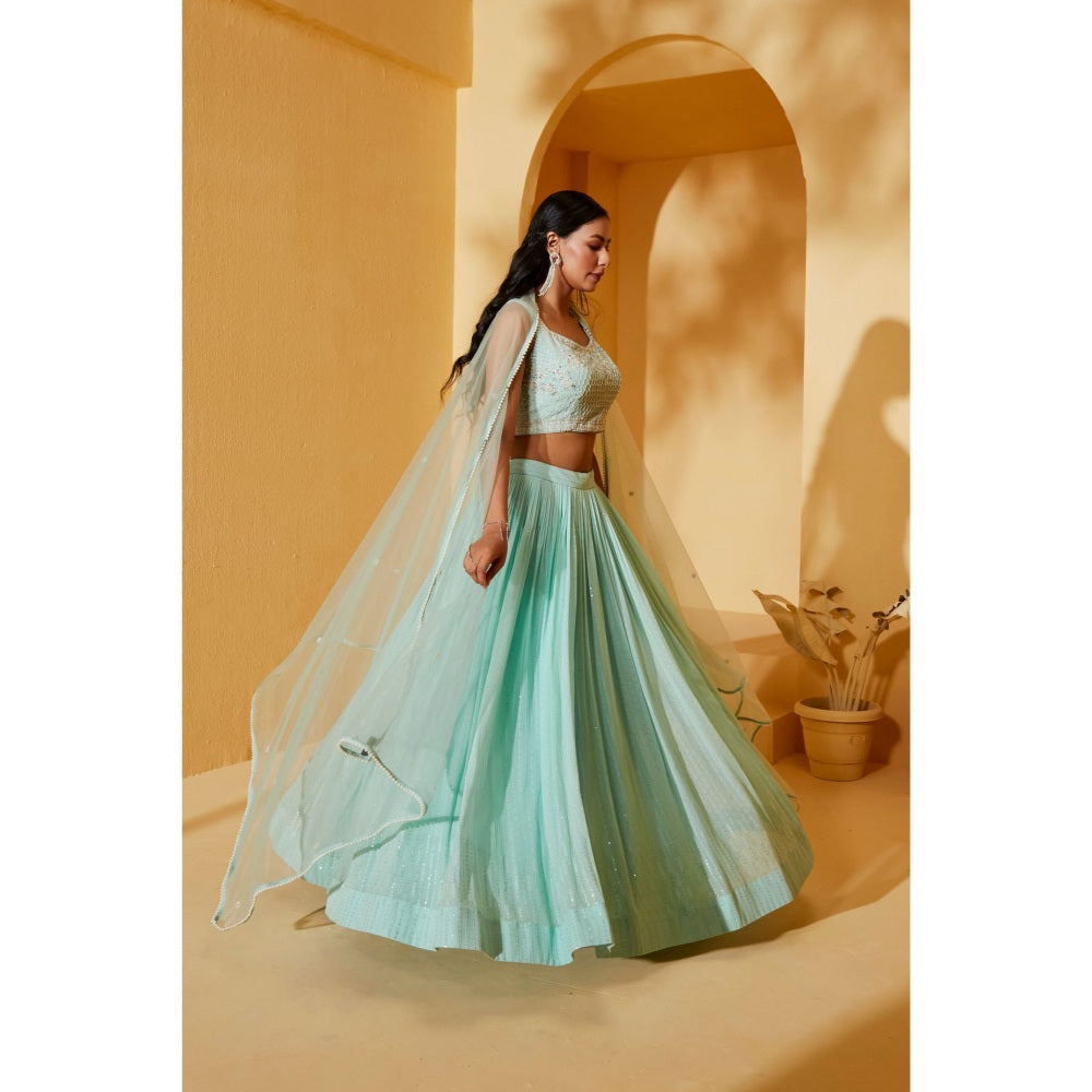 Suruchi Parakh Womens Embellished Blouse with Lehenga and Dupatta (Set of 3)