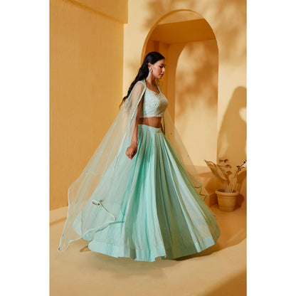 Suruchi Parakh Womens Embellished Blouse with Lehenga and Dupatta (Set of 3)