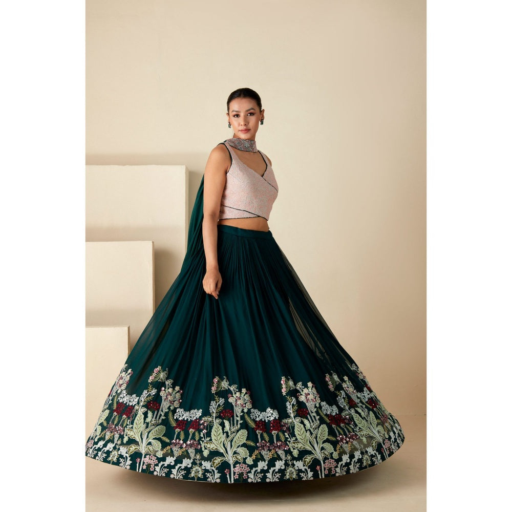 Suruchi Parakh Womens Embellished Blouse with Lehenga and Dupatta (Set of 3)