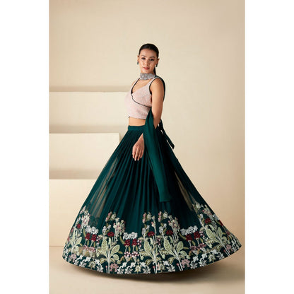 Suruchi Parakh Womens Embellished Blouse with Lehenga and Dupatta (Set of 3)