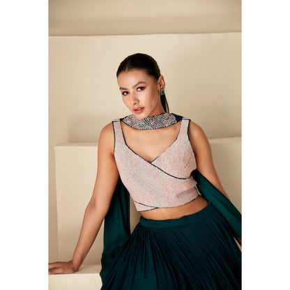 Suruchi Parakh Womens Embellished Blouse with Lehenga and Dupatta (Set of 3)