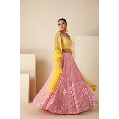Suruchi Parakh Womens Embellished Blouse with Lehenga and Dupatta (Set of 3)