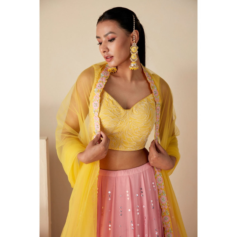 Suruchi Parakh Womens Embellished Blouse with Lehenga and Dupatta (Set of 3)
